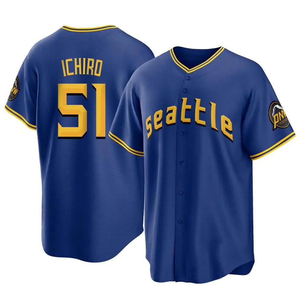 S.Mariners #51 Ichiro Suzuki Player Royal City Connect Home Game Gdoa Stitched Jerseys