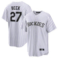C.Rockies #27 Jordan Beck Player White Game Home Gdoa Stitched Jerseys