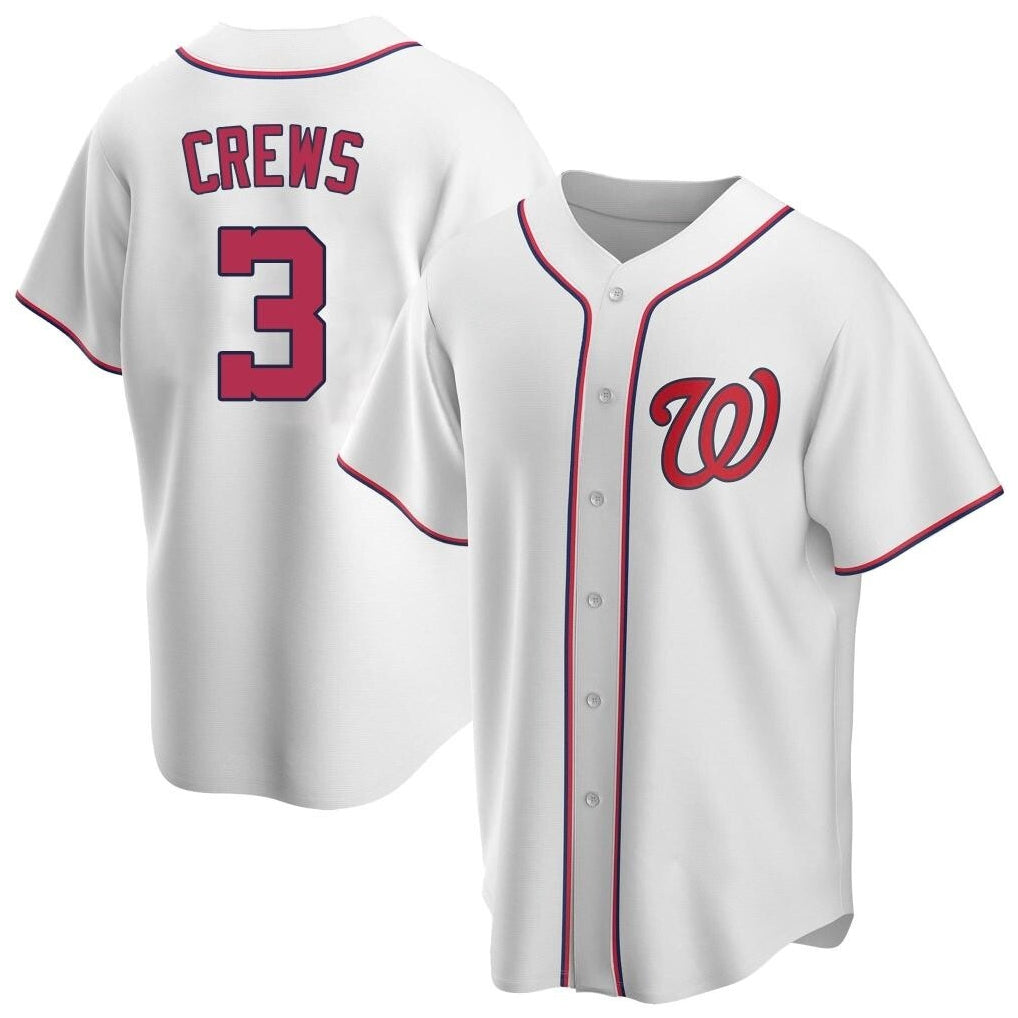 W.Nationals #3 Dylan Crews Player White Game Replica Stitched  Jerseys