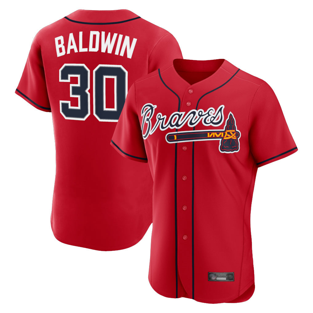 A.Braves #30 Drake Baldwin Player Red Limited Elite Home Game Gdoa Stitched Jerseys