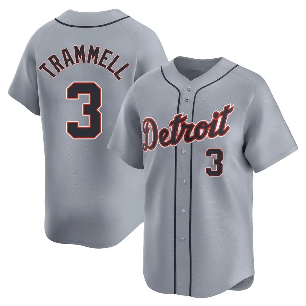D.Tigers #3 Alan Trammell Player Gray Home Limited Gdoa Stitched Jerseys