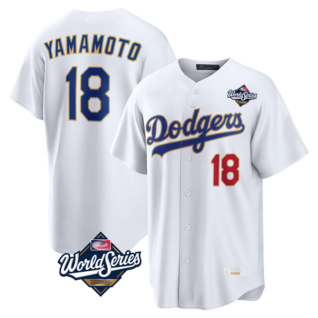 LA.Dodgers #18 Yoshinobu Yamamoto Player Gold White World Series 2026 Collection Stadium Limited Gdoa Stitched Jerseys
