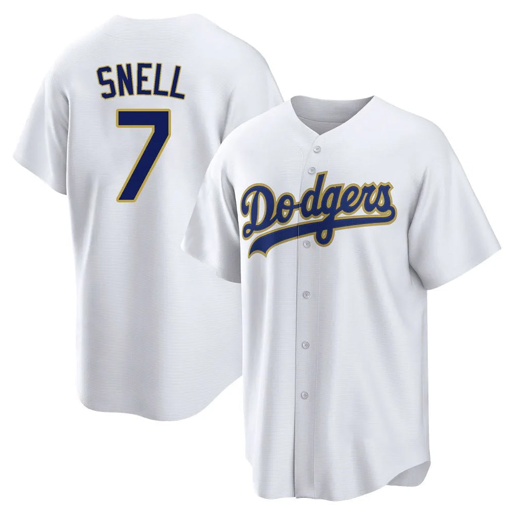 LA.Dodgers #7 Blake Snell Player Gold White 2026 Collection Stadium Game Gdoa Stitched Jerseys