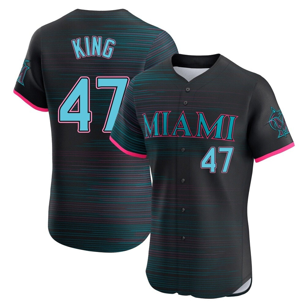 M.Marlins #47 John King Player Black City Connect Home Limited Elite Gdoa Stitched Jerseys