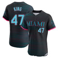M.Marlins #47 John King Player Black City Connect Home Limited Elite Gdoa Stitched Jerseys