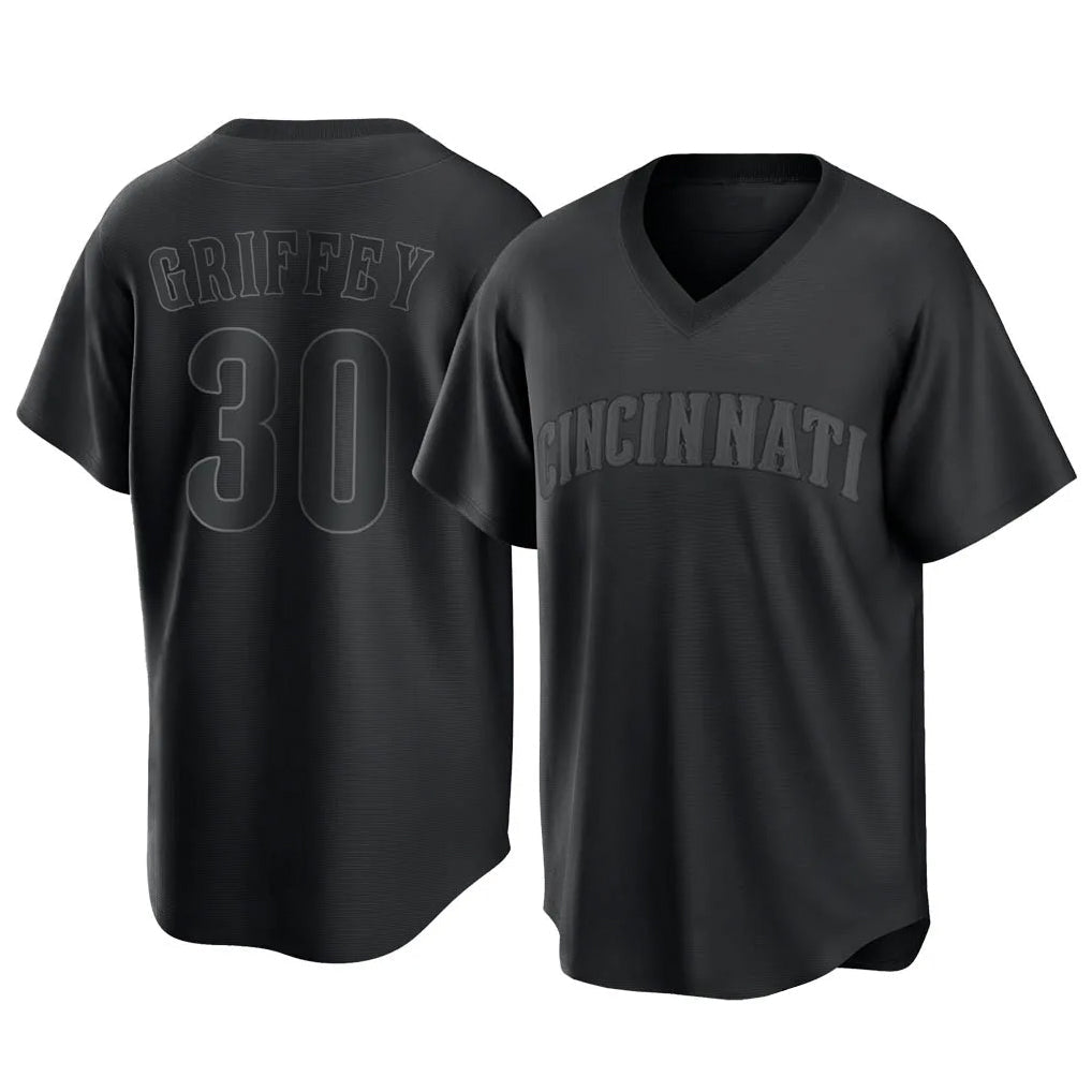 C.Reds #30 Ken Griffey Player Black T-shirt Game Home Gdoa Stitched Jerseys