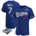 LA.Dodgers #7 Blake Snell Player Royal Limited Elite World Series Home Gdoa Stitched Jerseys