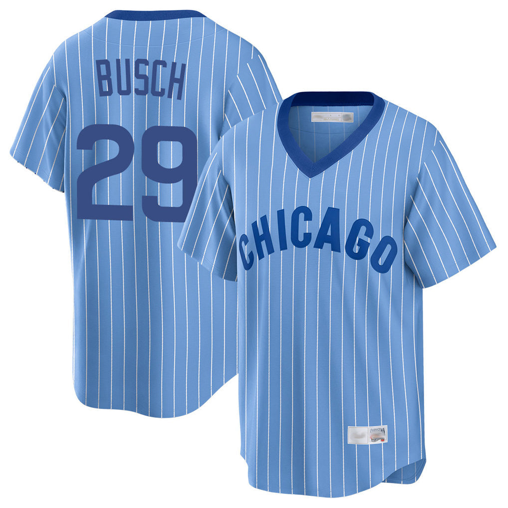 C.Cubs #29 Michael Busch Player Blue T-shirt Cooperstown Collection Limited Gdoa Stitched Jerseys