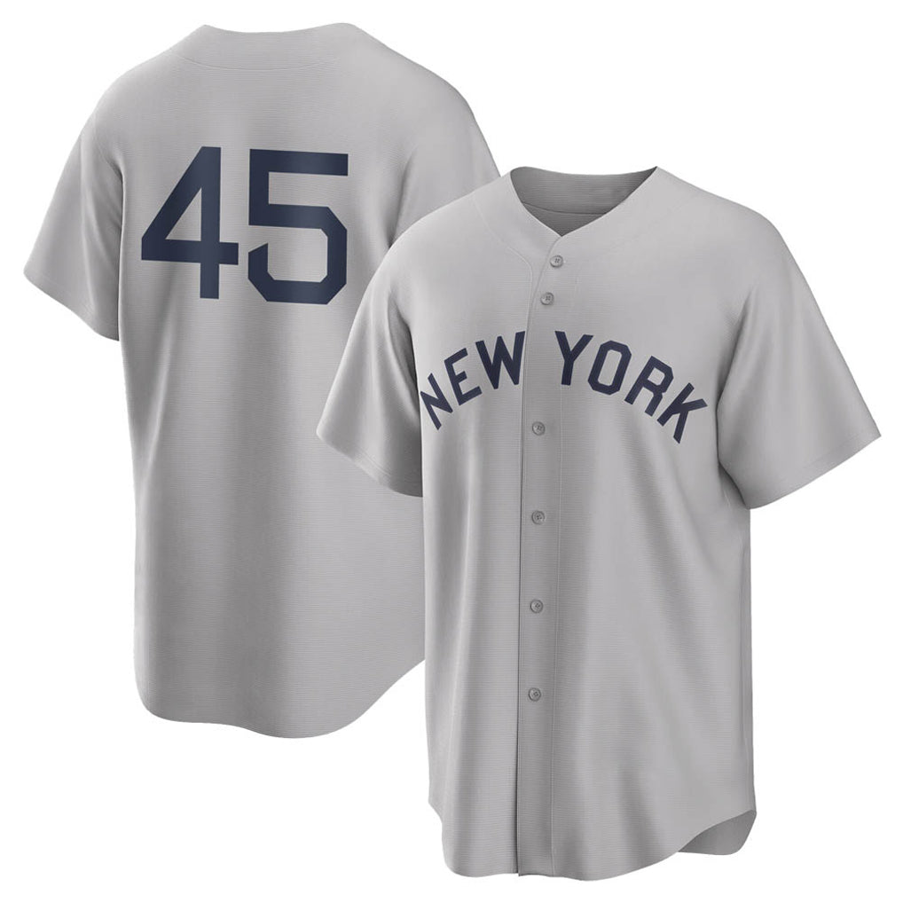 NY.Yankees #45 Gerrit Cole Player Gray Field of Dreams Game Stitched Jerseys