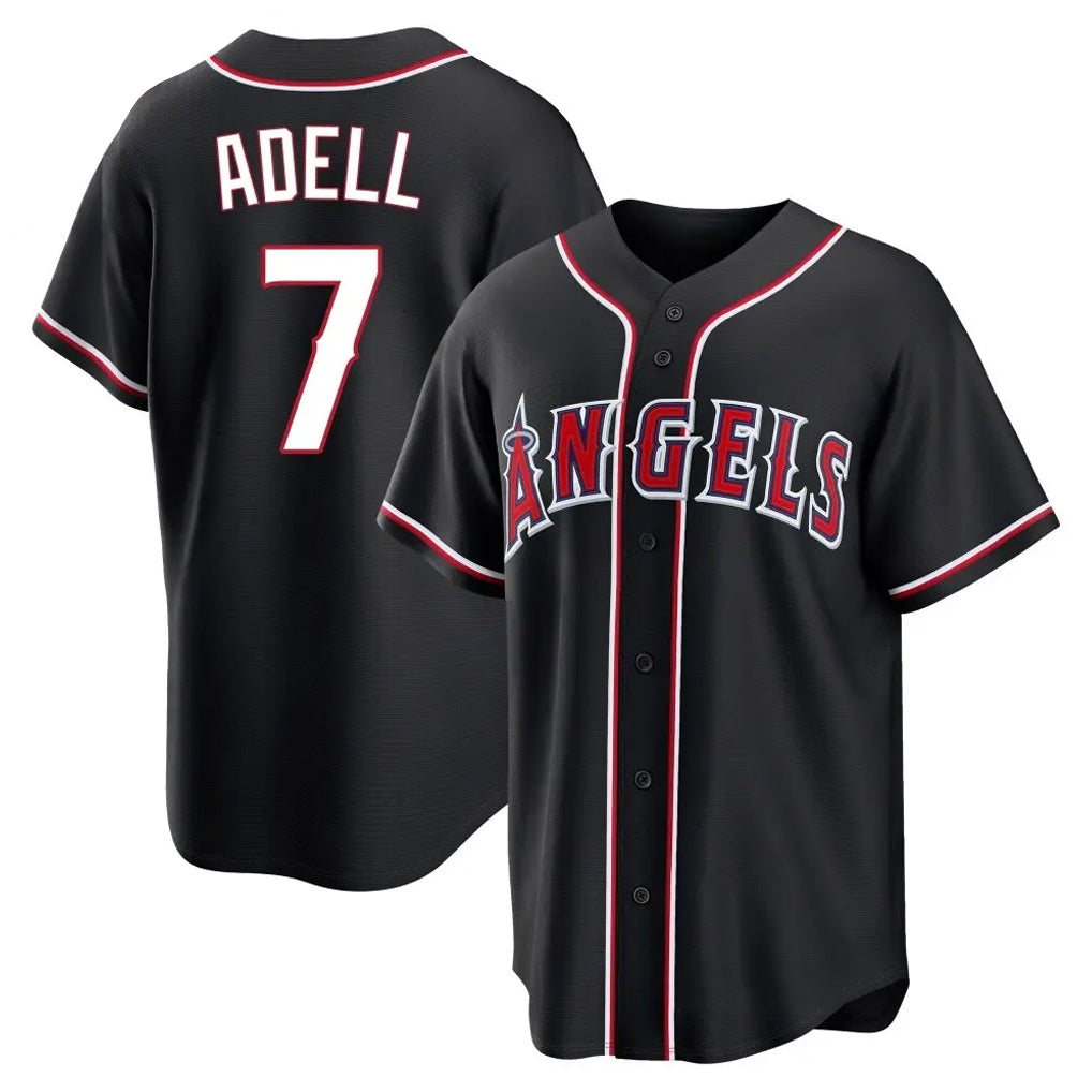 LA.Angels #7 Jo Adell Player Black Fashion Out Home Game Gdoa Stitched Jerseys