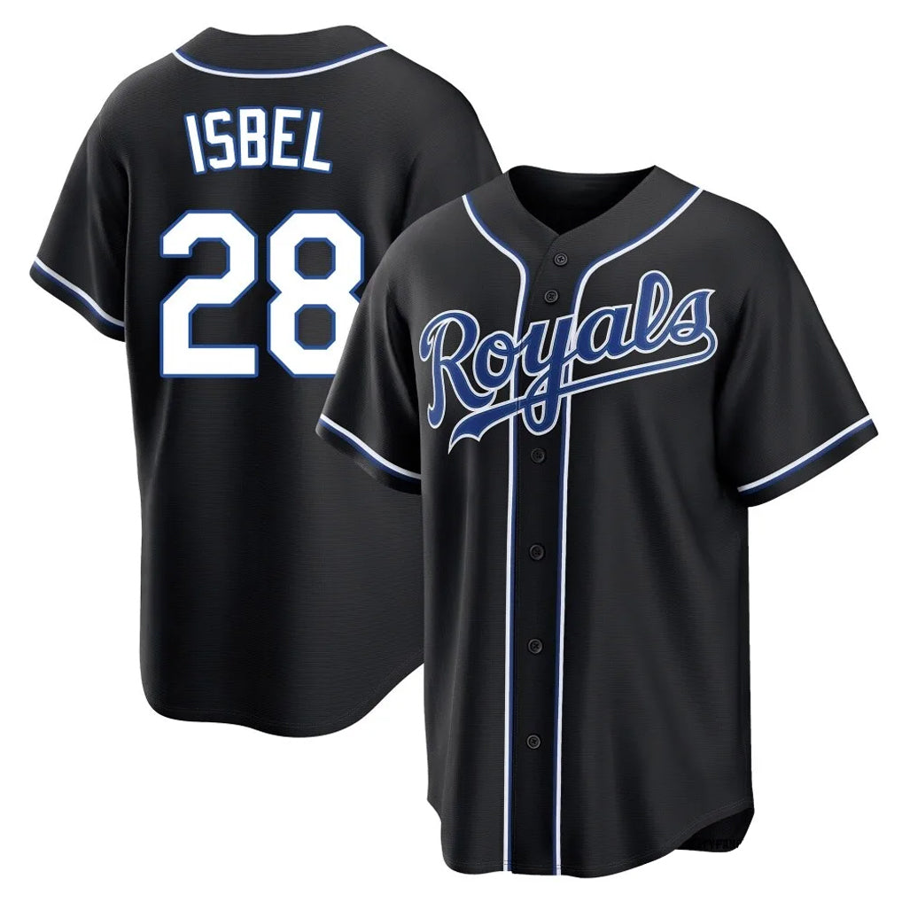 KC.Royals #28 Kyle Isbel Player Black Carbon Fashion Home Game Gdoa Stitched Jerseys