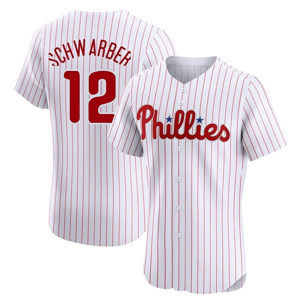 P.Phillies #12 Kyle Schwarber Player White Home Limited Elite Stitched Jerseys