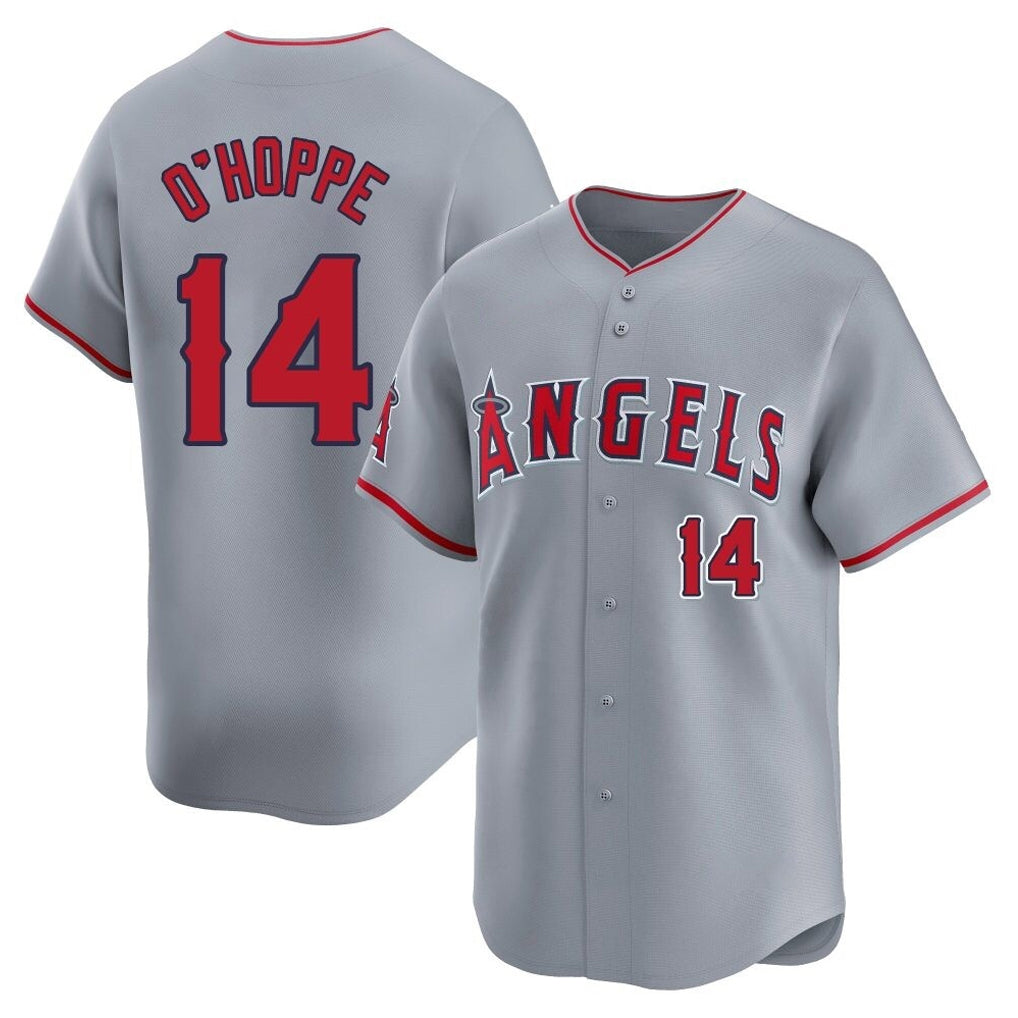 LA.Angels #14 Logan O'Hoppe Player Gray Home Limited Gdoa Stitched Jerseys