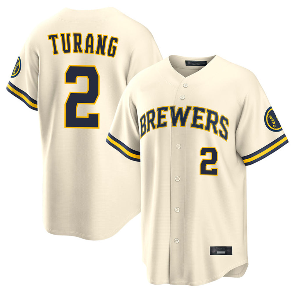 M.Brewers #2 Brice Turang Player Cream Home Limited Gdoa Stitched Jerseys