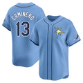 T.Bay Rays #13 Junior Caminero Player Light Blue Home Limited Stitched Jerseys