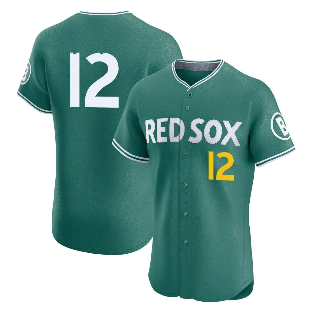 B.Red Sox #12 Connor Wong Player Green City Connect Limited Elite Home Game Gdoa Stitched Jerseys