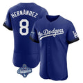 LA.Dodgers #8 Enrique Hern¨¢ndez Player Royal World Series Meet City Connect Elite Home Gdoa Stitched Jerseys