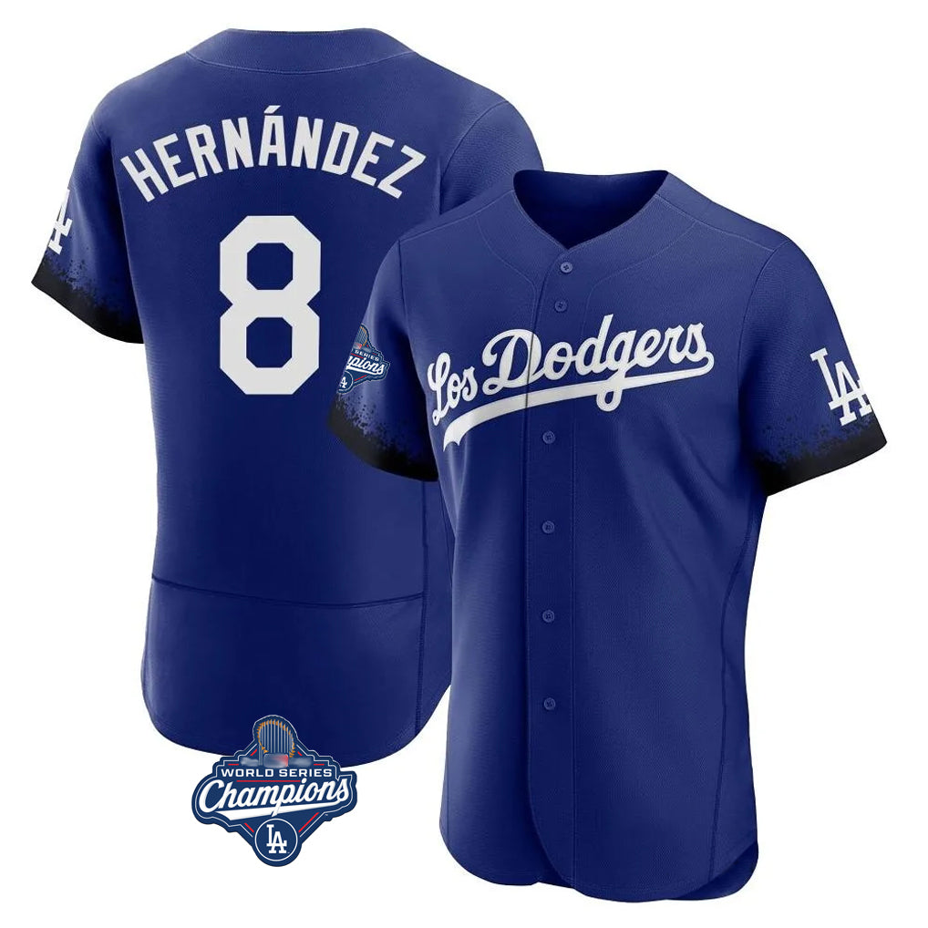 LA.Dodgers #8 Enrique Hern¨¢ndez Player Royal World Series Meet City Connect Elite Home Gdoa Stitched Jerseys