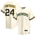 M.Brewers #24 William Contreras Player Cream Home Game Gdoa Stitched Jerseys