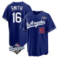 LA.Dodgers #16 Will Smith Player Royal World Series Game Home Gdoa Stitched Jerseys