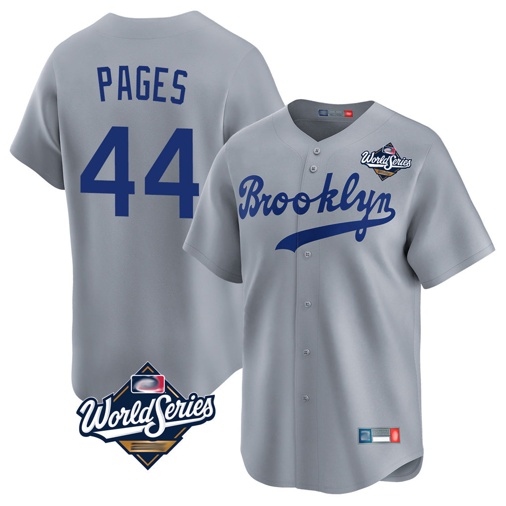 LA.Dodgers #44 Andy Pages Player Gray World Series Game Limited Home Gdoa Stitched Jerseys