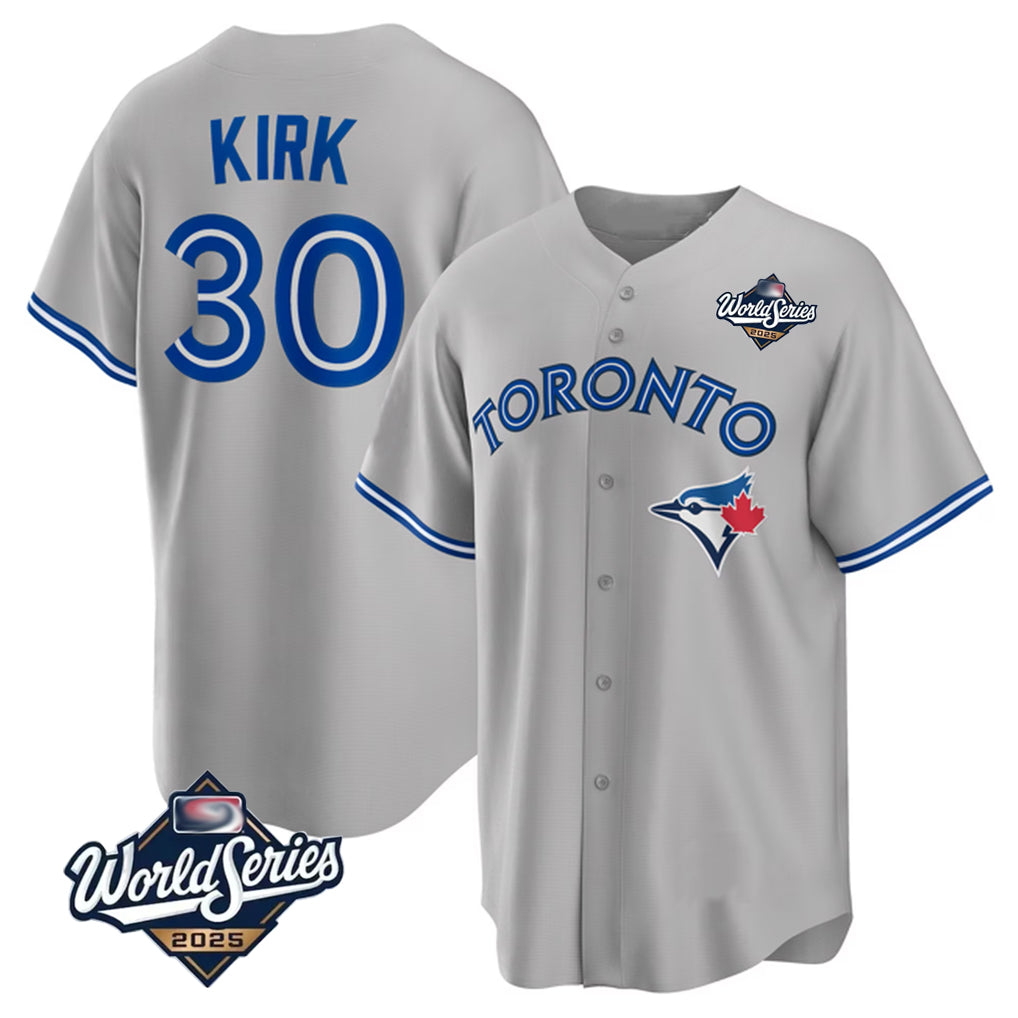 T.Blue Jays #30 Alejandro Kirk Player Gray 2025 World Series Limited Stitched Jerseys