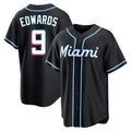 M.Marlins #9 Xavier Edwards Player Black Fashion Out Home Game Gdoa Stitched Jerseys