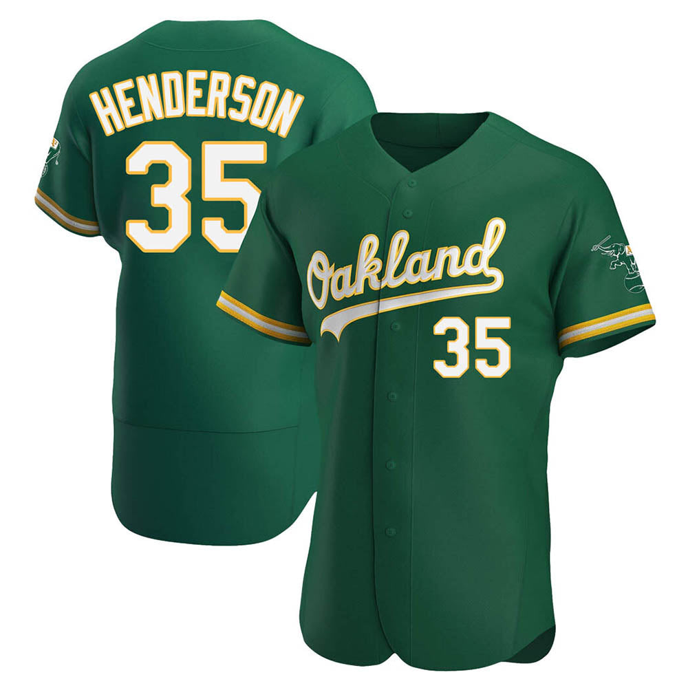 Athletics #35 Rickey Henderson Player Green Authentic Kelly Alternate Stitched Jersey