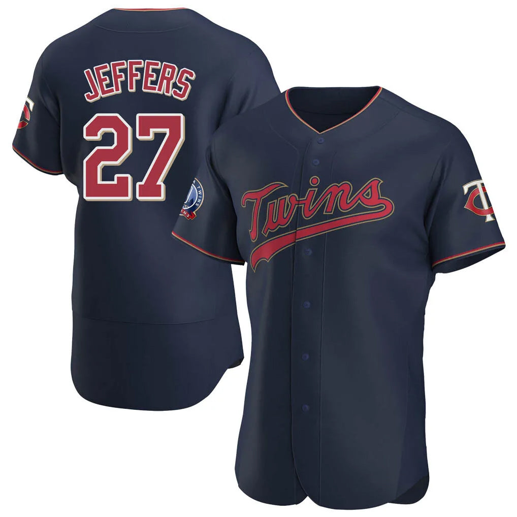 M.Twins #27 Ryan Jeffers Player Navy 60th Home Limited Elite Gdoa Stitched Jerseys