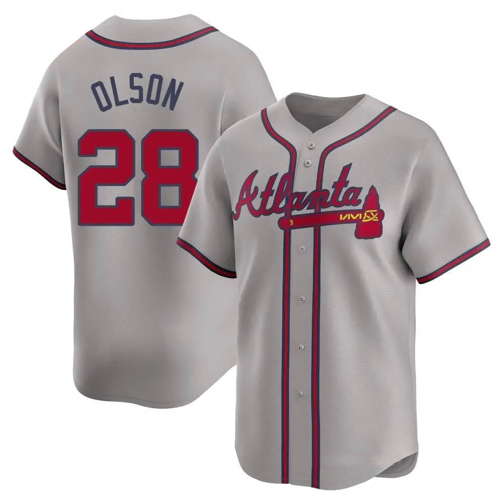A.Braves #28 Matt Olson player Gray Limited Away Stitched Jerseys