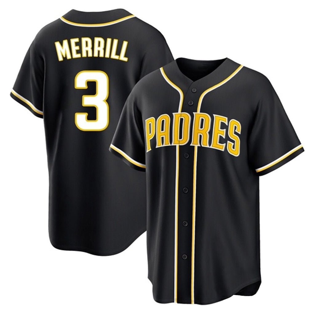 S.Diego Padres #3 Jackson Merrill Player Black 2026 Fashion Home Stitched Jerseys