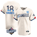 LA.Dodgers #18 Yoshinobu Yamamoto Player Cream World Series City Connect Limited Home Gdoa Stitched Jerseys
