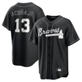 A.Braves #13 Ronald Acun?a Jr. Player Black Lights Out Edition Stitched Jerseys