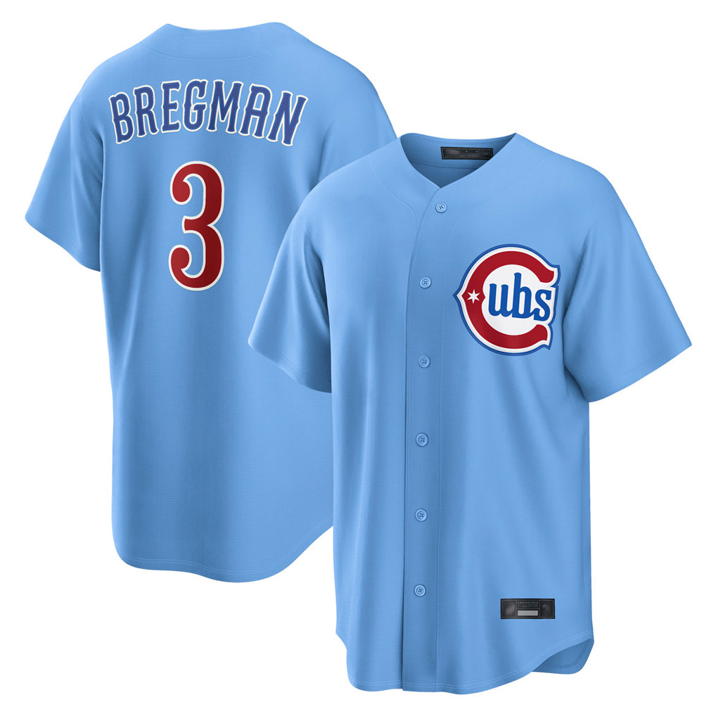 C.Cubs #3 Alex Bregman Player Light Blue Home Game Gdoa Stitched Jerseys