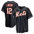 NY.Mets #12 Francisco Lindor Player Black Fashion Out Game Stitched Jerseys