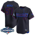 T.Blue Jays #57 Shane Bieber Player Black AL East Division City Connect Stitched Jerseys