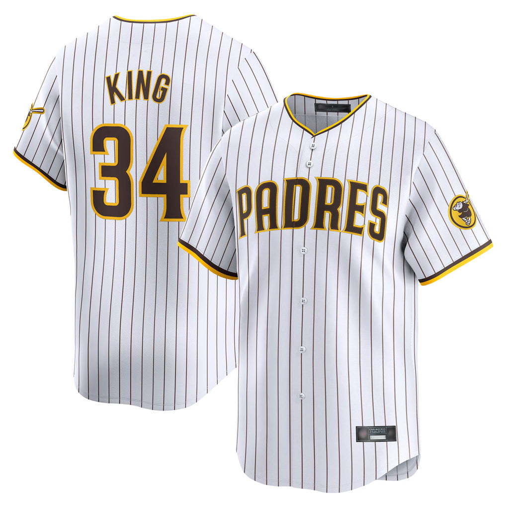 S.Diego Padres #34 Michael King Player White Home Limited Stitched Jerseys