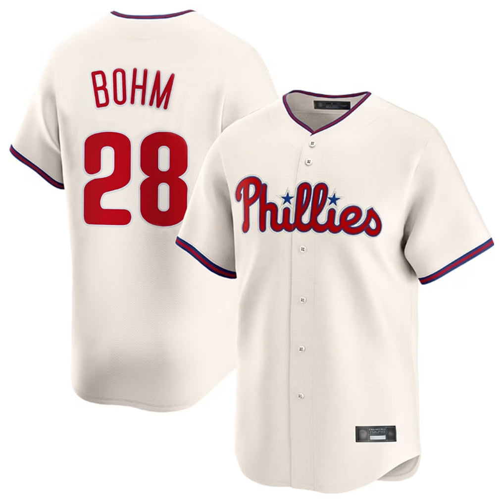 P.Phillies #28 Alec Bohm Player Cream Home Limited Gdoa Stitched Jerseys