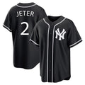 NY.Yankees #2 Derek Jeter Player Black Out Game Home Stitched Jerseys