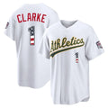 Athletics #1 Denzel Clarke Player White USA 250 Fourth of July Home Game Gdoa250Ys Stitched Jerseys