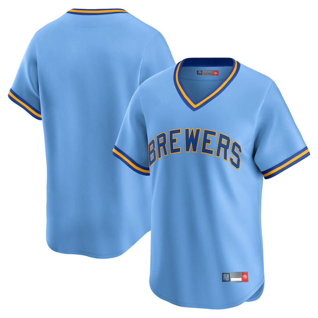 M.Brewers ## Brewers Blank Player Light Blue Cooperstown Collection T-shirt Gdoa Stitched Jerseys