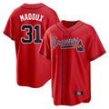 A.Braves #31 Greg Maddux Player Red Home Game Gdoa Stitched Jerseys