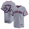 C.Guardians #24 Triston McKenzie Player Gray Road Limited Home Game Gdoa Stitched Jerseys