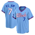 A.Braves #7 Ha-Seong Kim Player Powder Blue 2026 City Connect T-shirt Home Game Gdoa Stitched Jerseys