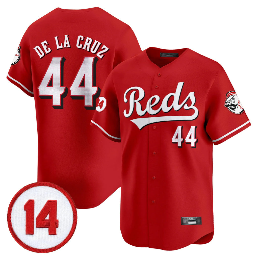 C.Reds #44 Elly De La Cruz Player Red Vapor Premier Limited Home Gdoa Stitched Jerseys