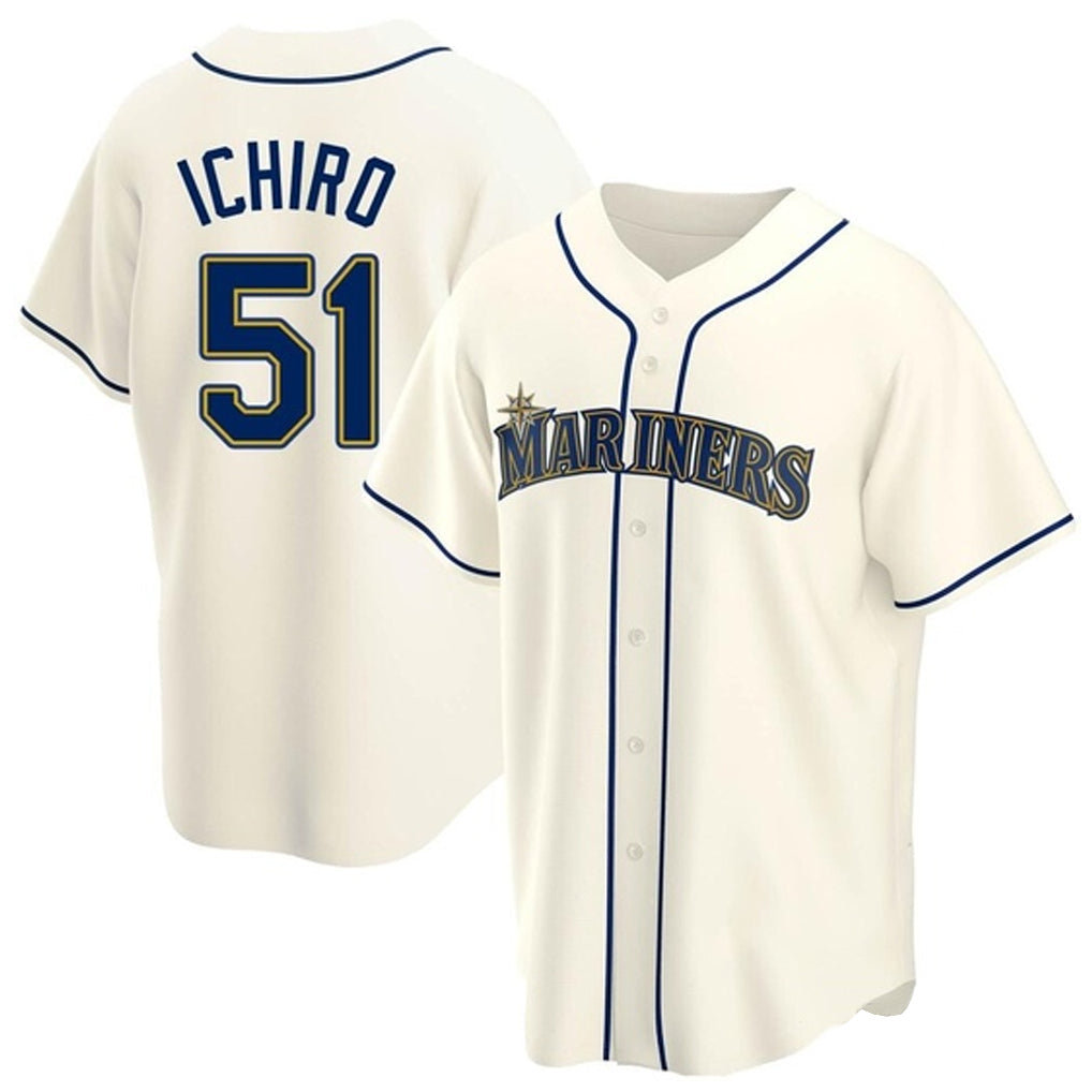 S.Mariners #51 Ichiro Suzuki Player Cream Home Game Stitched Jerseys