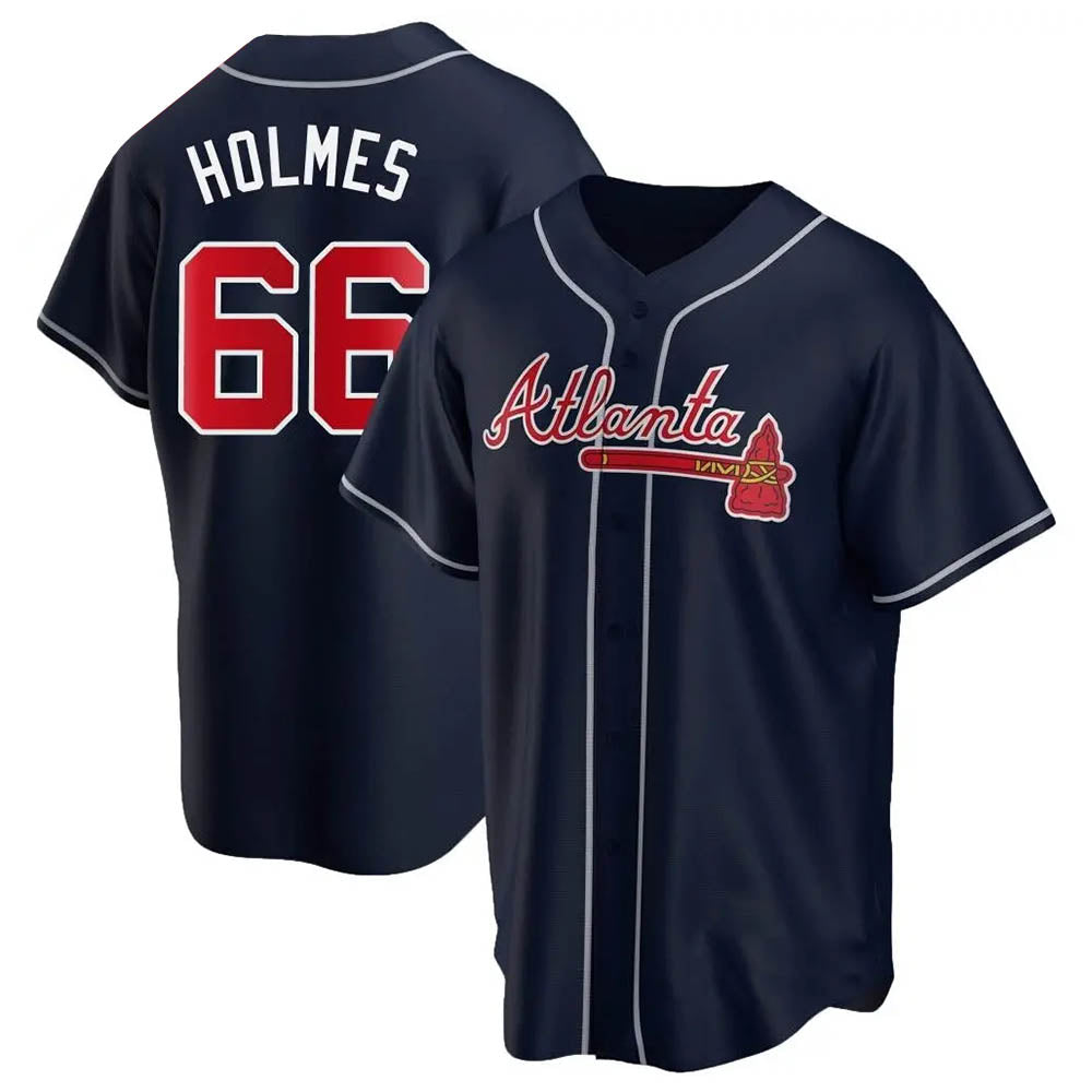 A.Braves #66 Grant Holmes Player Navy Replica Alternate Stitched Jerseys