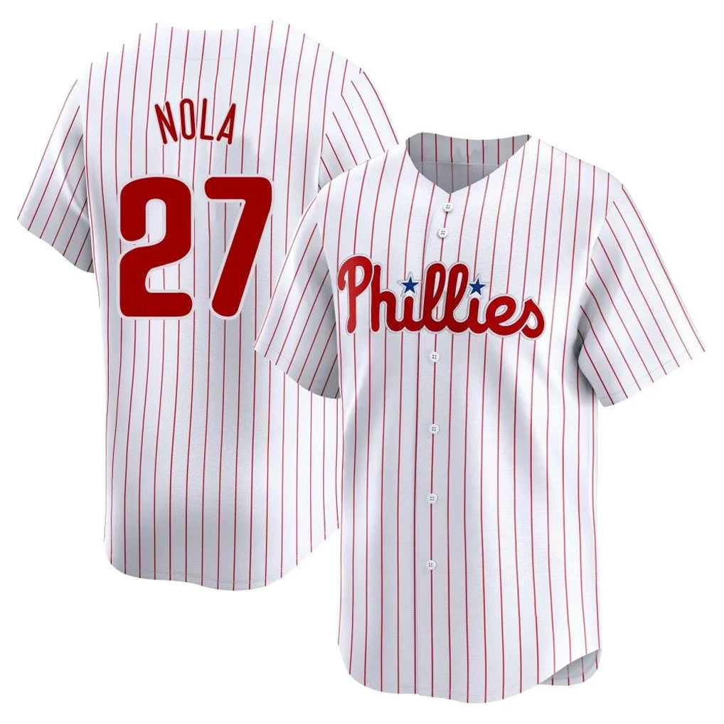 P.Phillies #27 Aaron Nola Player White Home Limited Gdoa Stitched Jerseys