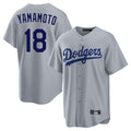 LA.Dodgers #18 Yoshinobu Yamamoto Player Gray Game Gdoa Stitched Jerseys