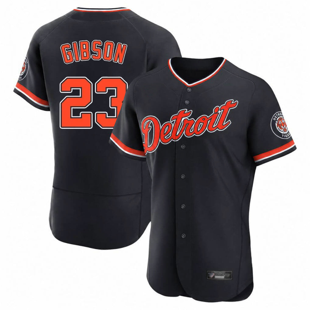 D.Tigers #23 Kirk Gibson Player Navy Limited Elite Home Game Gdoa Stitched Jerseys